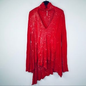 Free People M Uptown Turtleneck Bleached V Neck